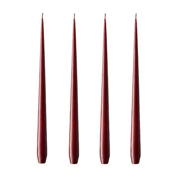 Kerzen 4er Pack matt in Weinrot mit konischer Form