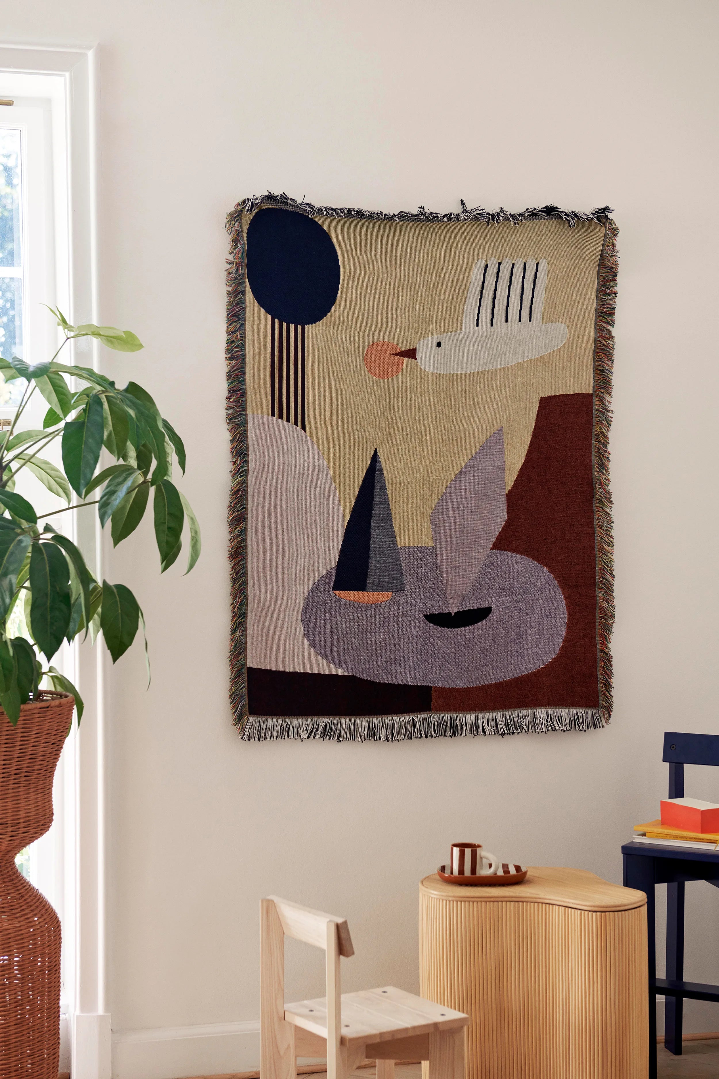 Filz Wandbehang mit Vogelmotiv für Kinderzimmer